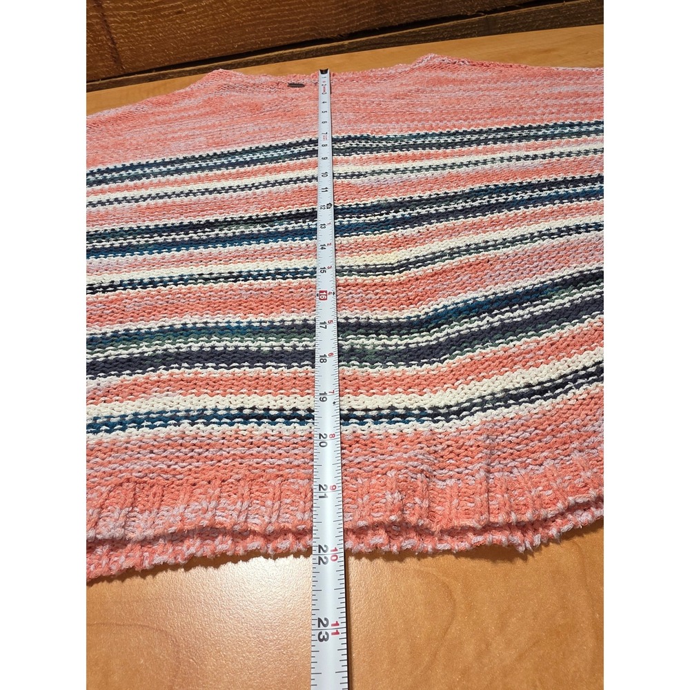 ONeill Womens XL Striped Knit Sweater Coral Teal White Drop Shoulder Relaxed - Picture 8 of 8